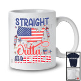 Straight Outta America,  4th Of July USA Map American Flag, Proud Patriotic Firecrackers T-Shirt