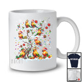 Sun Conure On Christmas Tree; Adorable X-mas Lights Santa Sun Conure Bird; Snowing Family Group T-Shirt