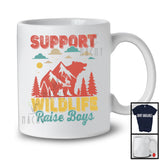 Support Wildlife Raise Boys, Amazing Father's Day Mother's Day Bear Deer, Vintage Family T-Shirt