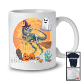 T-Rex Skeleton Witch On Broomstick, Humorous Halloween Costume Moon, Witch Boo Ghost Lover T-Shirt