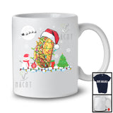 Taco Wearing Santa Costume; Adorable Christmas Food Lover; X-mas Lights Snowing T-Shirt