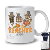Teacher Squad, Lovely Thanksgiving Teacher Tools Plaid Leopard Turkey, Family Group T-Shirt