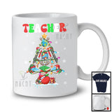 Teacher; Proud Christmas Tree Lights Jobs Careers; X-mas Pajama Family Group T-Shirt