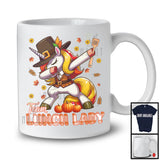 Team Lunch Lady, Amazing Thanksgiving Dabbing Unicorn Fall Leaves, Proud Careers Group T-Shirt