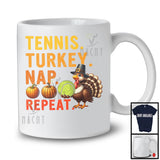 Tennis Turkey Nap Repeat, Humorous Thanksgiving Turkey Tennis Player, Sport Team T-Shirt