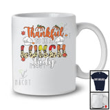 Thankful To Be A Lunch Lady; Proud Thanksgiving Leopard Plaid Lunch Lady; Fall Leaves Family T-Shirt