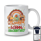 Thankful To Be A School Secretary; Proud Thanksgiving Fall Rainbow School Secretary Turkey T-Shirt