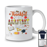 Thankful To Be An Assistant Teacher; Proud Thanksgiving Leopard Plaid Assistant Teacher; Fall Leaves Family T-Shirt