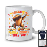 Thanksgiving Family Dinner Survivor, Humorous Dabbing Roast Turkey, Pumpkin Pie Drinking T-Shirt
