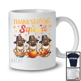 Thanksgiving Squad, Adorable Three Pilgrim Pugs Owner, Pumpkin Pie Fall Leaves T-Shirt