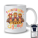 Thanksgiving Squad; Adorable Three Turkeys Sunflowers Autumn Leaves; Friends Family Group T-Shirt