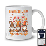 Thanksgiving With My Gnomies; Lovely Fall Tree Leopard Plaid Three Gnomes; Family Group T-Shirt