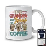 This Grandpa Runs On Jesus And Coffee, Awesome Father's Day Drinking, Vintage Family T-Shirt
