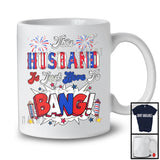 This Husband Is Just Here To Bang, Awesome 4th Of July Fireworks American Flag, Couple Family T-Shirt