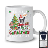 This Is My Christmas Pajama Shirt, Adorable X-mas Santa Boston Terrier Plaid, Gnome Snowing T-Shirt