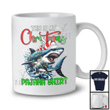 This Is My Christmas Pajama Shirt; Humorous X-mas Lights Elf Shark; Sea Animal Lover T-Shirt