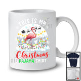 This Is My Christmas Pajama Shirt; Wonderful X-mas Moon Santa Flamingo; Christmas Lights Family T-Shirt