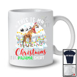 This Is My Christmas Pajama Shirt; Wonderful X-mas Moon Santa Giraffe; Christmas Lights Family T-Shirt