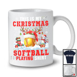 This Is My Christmas Softball Playing Shirt; Adorable X mas Santa Reindeer Sport Team Player T-Shirt