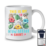 This Is My Hawaiian Shirt, Lovely Summer Vacation Three Flowers Cat, Hawaii Travel Lover T-Shirt