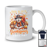 This Is My Thanksgiving Pajama Shirt, Adorable Gnomes Husky Owner, Fall Leaves Pumpkins T-Shirt