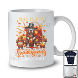 This Is My Thanksgiving Pajama Shirt, Adorable Gnomes Pit Bull Owner, Fall Leaves Pumpkins T-Shirt