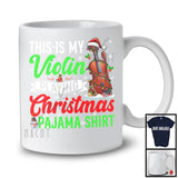 This Is My Violin Playing Christmas Pajama Shirt; Merry X-mas Lights Snowing; Violin Player T-Shirt