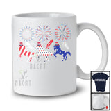 Three American Flag Horse, Wonderful 4th Of July Fireworks, Farm Animals Farmer Patriotic T-Shirt