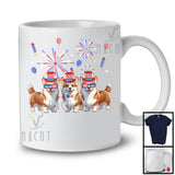 Three Corgi Dogs With USA Flag Glasses, Cool 4th Of July Fireworks USA Flag, Patriotic T-Shirt