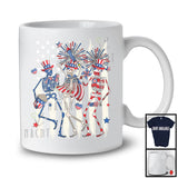 Three Dancing Skeletons, Humorous 4th Of July American Flag Fireworks Lover, Patriotic Group T-Shirt