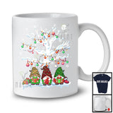 Three Leopard Plaid Gnome Squad; Cheerful Christmas Lights Snowing; Gnomies Family Group T-Shirt