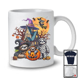 Three Mummy Pumpkin Sloth, Horror Halloween Costume Witch Castle, Animal Lover Group T-Shirt