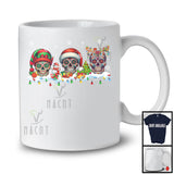 Three Reindeer Santa ELF Skull, Awesome Christmas Lights Mexican Skulls, Snowing Around T-Shirt