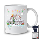 Three Reindeer Santa Elf Horse; Cheerful Christmas Lights Horse; X-mas Animal Lover T-Shirt