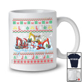 Three Santa Elf Reindeer Excavator Snowing; Awesome Christmas Sweater Snowman; Driver T-Shirt