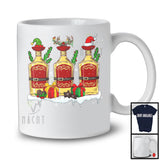 Three Santa Elf Reindeer Tequila Glasses; Cheerful Christmas Drinking; X-mas Drunker Group T-Shirt