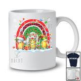 Three Santa Reindeer Elf Glasses Beer; Fantastic Christmas Plaid Rainbow; Drinking Drunker T-Shirt