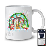 Three Santa Reindeer Elf Guitar; Wonderful Christmas Lights Leopard Plaid Rainbow; Guitarist T-Shirt