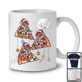 Three Santa T-Rex Riding Pizza; Humorous Christmas Pizza Food Galaxy; Family Group T-Shirt