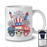 Three Skulls, Humorous 4th Of July Three Skulls American Flag Hat, Fireworks Patriotic T-Shirt