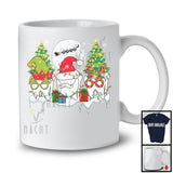 Three Teeth Cute Santa Elf Reindeer Tooth, Cheerful Christmas Dental Dentist Group, X-mas Tree T-Shirt