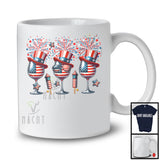 Three Wine Glasses, Amazing 4th Of July American Flag Fireworks, Patriotic Drinking Drunker T-Shirt