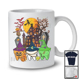 Three Witch Mummy Zombie Teeth Tooth, Scary Halloween Moon, Dentist Dental Squad T-Shirt