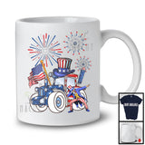 Tractor Construction Driver, Proud 4th Of July USA Flag Man Dabbing, Firecrackers Patriotic T-Shirt