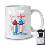Trade Grandpa For Firecrackers, Amazing 4th Of July American Flag Fireworks, Patriotic Family T-Shirt