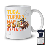 Tuba Turkey Nap Repeat, Humorous Thanksgiving Turkey Tuba Player, Musical Instruments T-Shirt