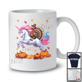 Turkey Riding Unicorn, Lovely Thanksgiving Fall Leaves Pumpkins Unicorn, Matching Family Group T-Shirt