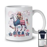 USA, Awesome 4th Of July Bearded Dragon Riding Horse, American Flag Fireworks Animal T-Shirt