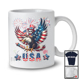 USA, Awesome 4th Of July Sloth Riding Eagle, American Flag Fireworks Sloth Animal Lover T-Shirt