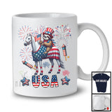 USA, Awesome 4th Of July Sloth Riding Horse, American Flag Fireworks Sloth Animal Lover T-Shirt